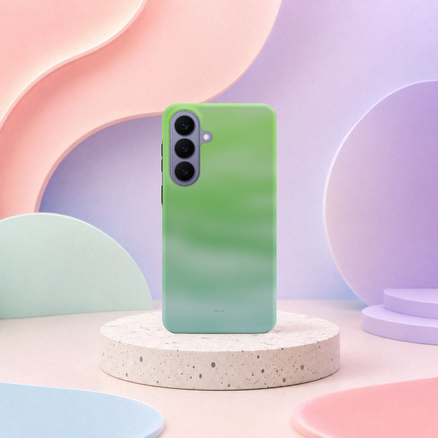 Samsung Galaxy S26 Plus-deksel Myntedis med en kjølig gradient i mintgrønne og blå toner i lyst interiør
