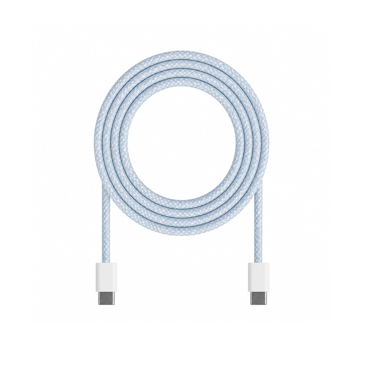 Flettet USB-C til USB-C-kabel i lyseblå, 1 meter