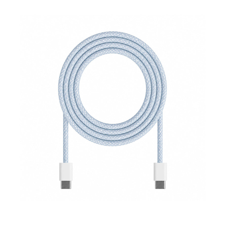 Flettet USB-C til USB-C-kabel i lyseblå, 1 meter