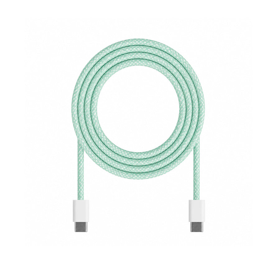 Flettet USB-C til USB-C-kabel i mintgrønn, 1 meter