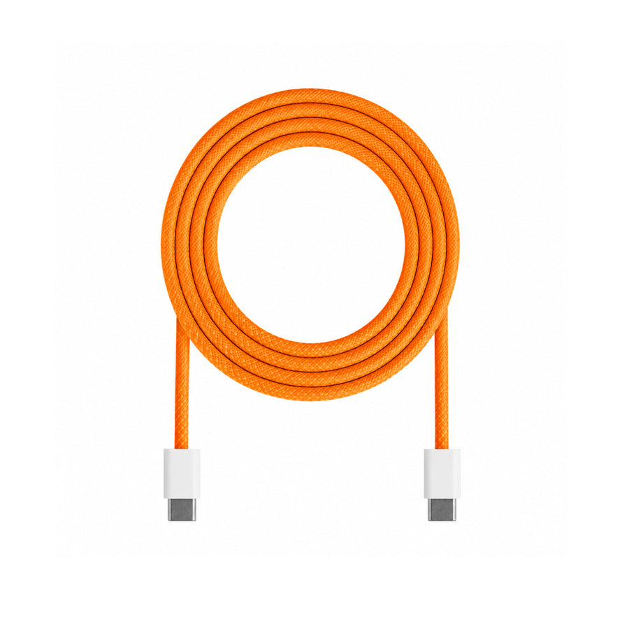 Flettet USB-C til USB-C-kabel i oransje, 1 meter