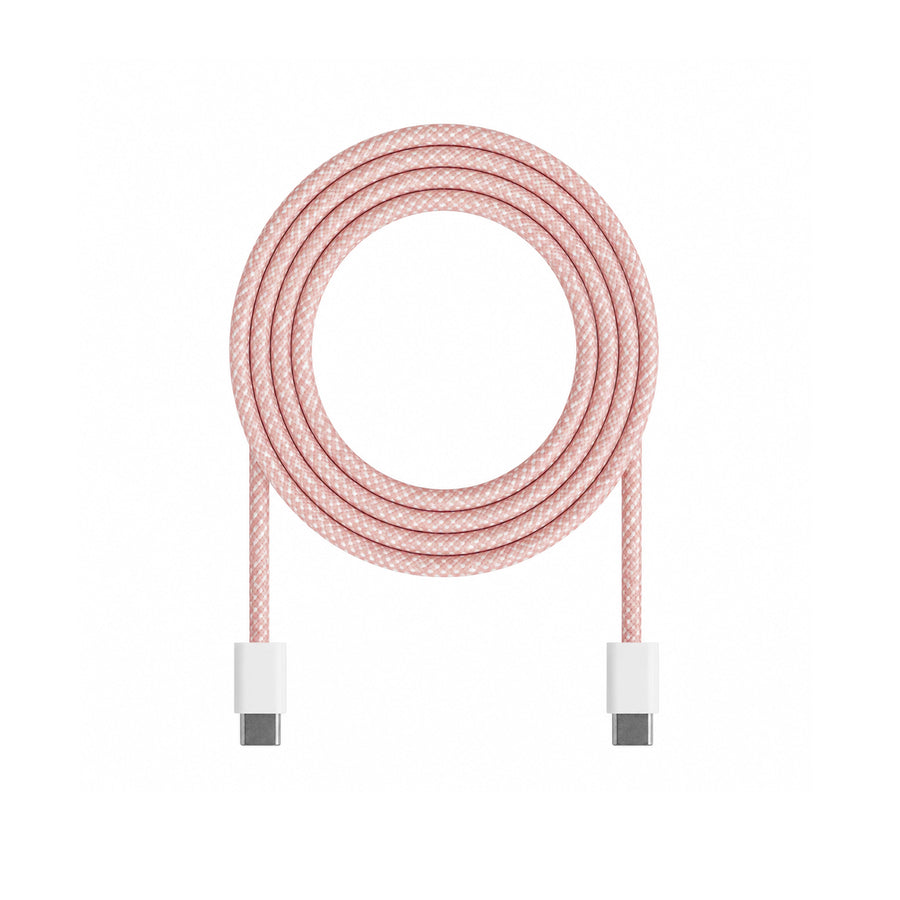 Flettet USB-C til USB-C-kabel i rosa, 1 meter