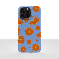 iPhone 16 Pro Max deksel Appelsin med appelsinskiver på lys blå bakgrunn
