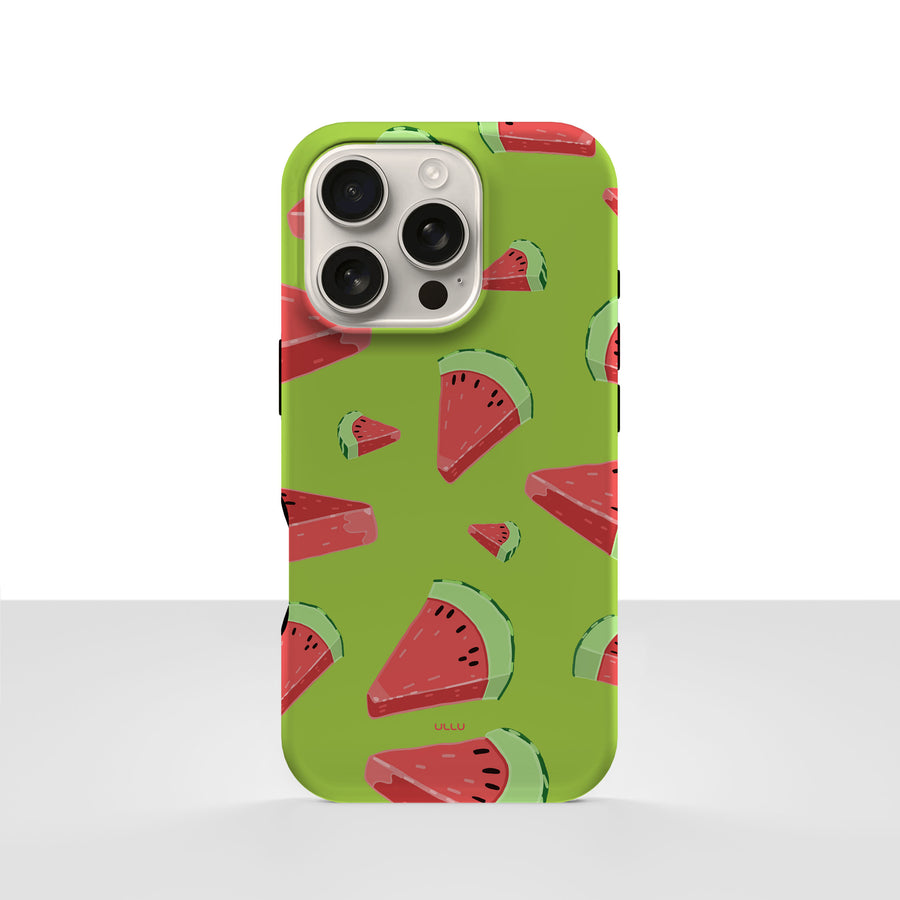 iPhone 16 Pro deksel Vannmelon med vannmelonskiver på grønn bakgrunn