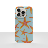 iPhone 16 Pro deksel Sjøstjerner med oransje sjøstjerner på lyseblå bakgrunn