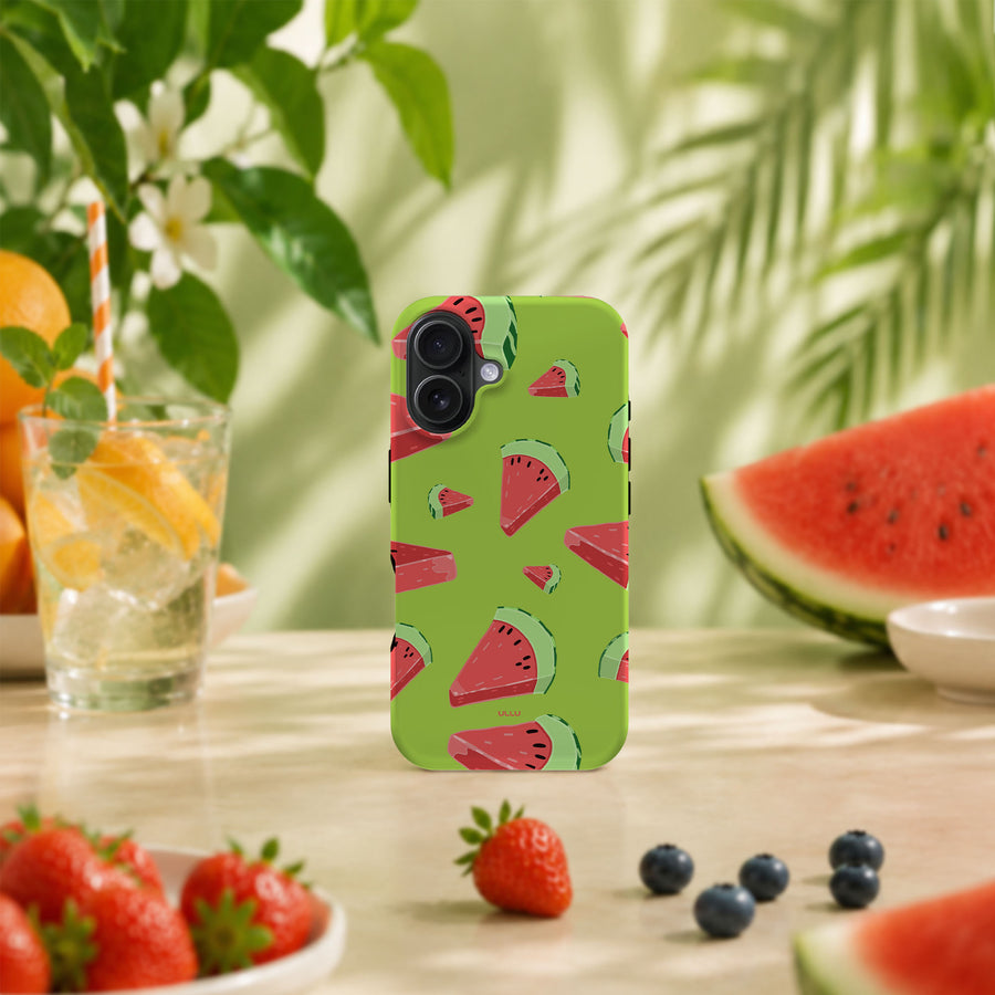 iPhone 16 deksel Vannmelon med vannmelonskiver i tropisk sommermiljø med frukt og grønne planter