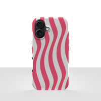 iPhone 16 deksel Rosaflow med rosa og hvite bølgende striper