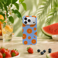 iPhone 17 Pro deksel Appelsin med appelsinskiver i tropisk sommermiljø med frukt og grønne planter