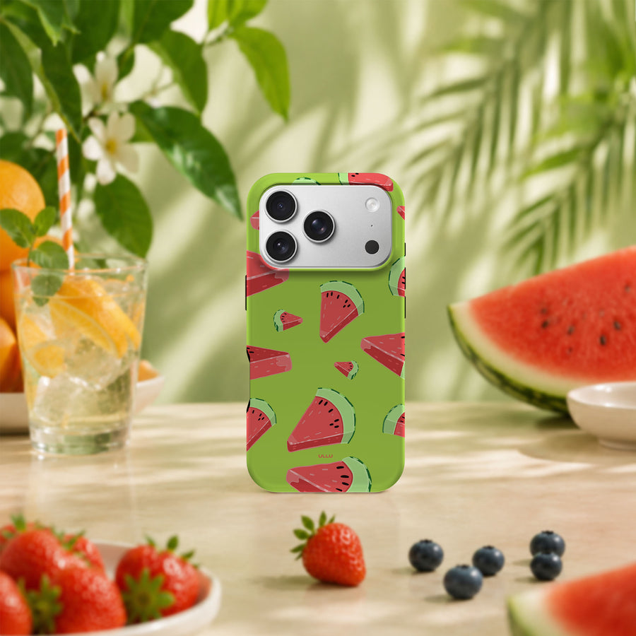 iPhone 17 Pro deksel Vannmelon med vannmelonskiver i tropisk sommermiljø med frukt og grønne planter