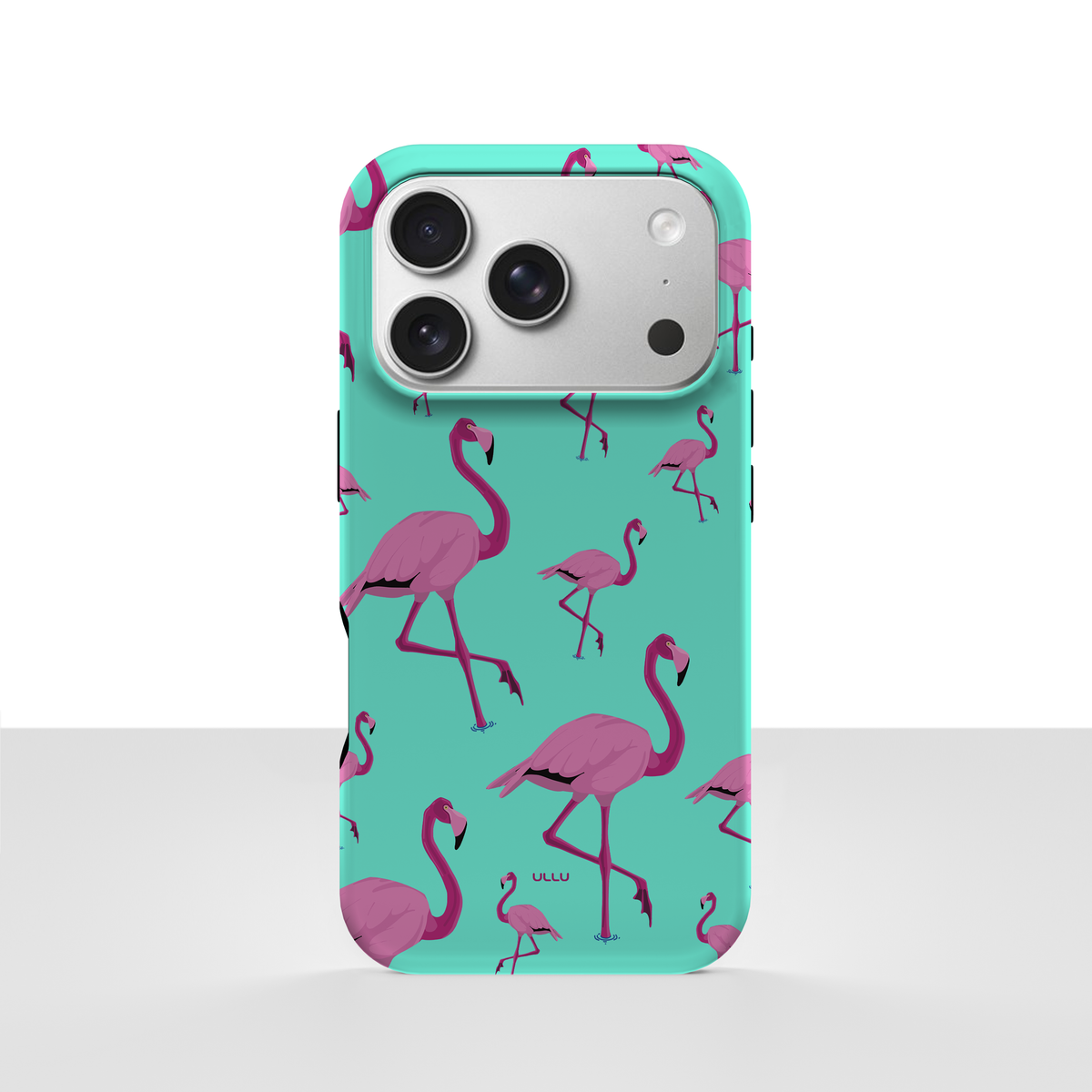 iPhone 17 Pro deksel Flamingos med rosa flamingoer på turkis bakgrunn