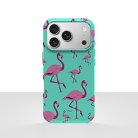 iPhone 17 Pro deksel Flamingos med rosa flamingoer på turkis bakgrunn