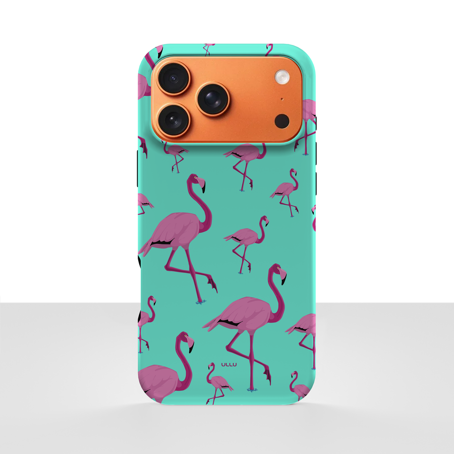iPhone 17 Pro Max deksel Flamingos med rosa flamingoer på turkis bakgrunn