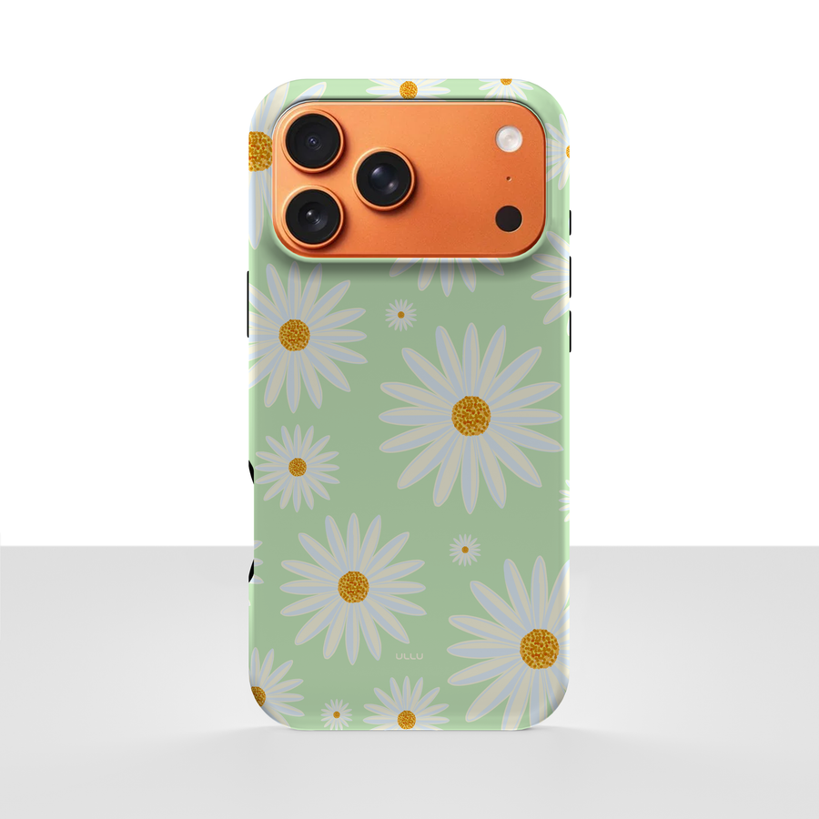 iPhone 17 Pro Max deksel Kamille med hvite kamilleblomster på lysegrønn bakgrunn
