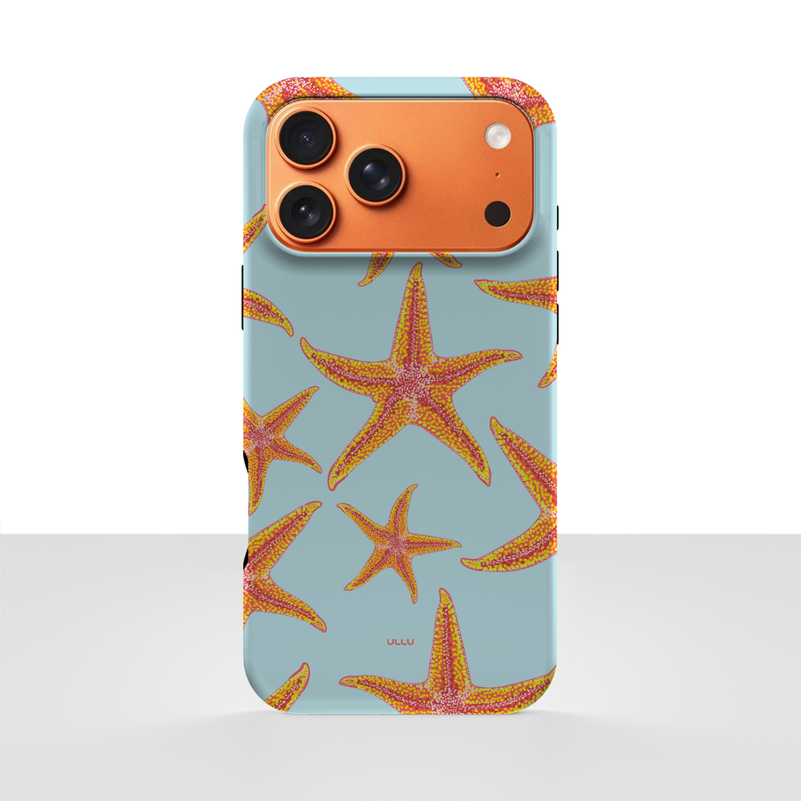 iPhone 17 Pro Max deksel Sjøstjerner med oransje sjøstjerner på lyseblå bakgrunn