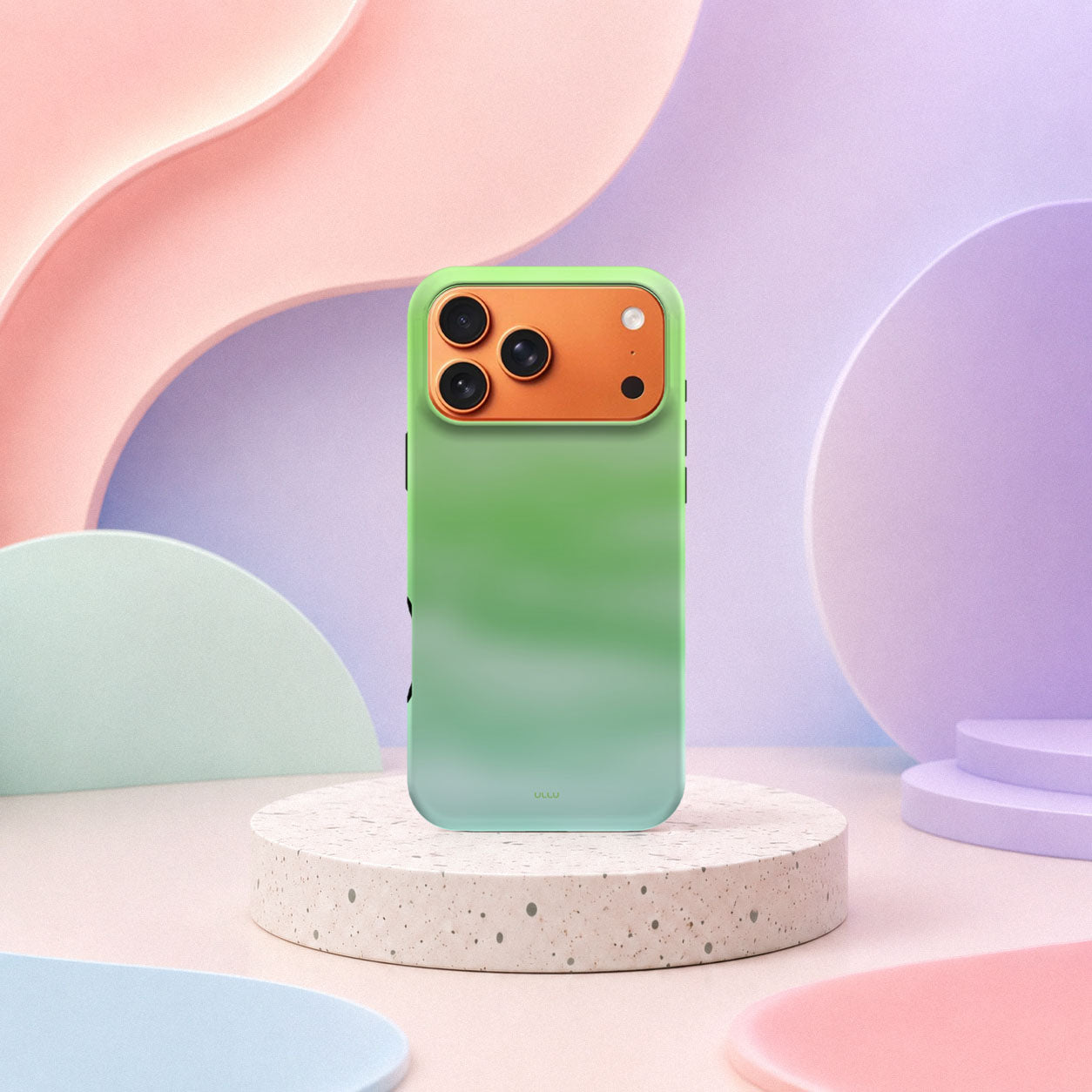 iPhone 17 Pro Max deksel Myntedis med grønn og mintfarget gradient i mykt pastellinteriør