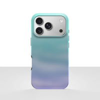 iPhone 17 Pro deksel Himmeldis med blågrønn og lilla gradient på lys bakgrunn