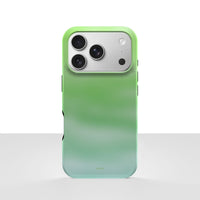 iPhone 17 Pro deksel Myntedis med grønn og mintfarget gradient på lys bakgrunn