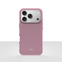 iPhone 17 Pro-deksel Never too PINK med en ren, dempet rosatone, vist bakfra