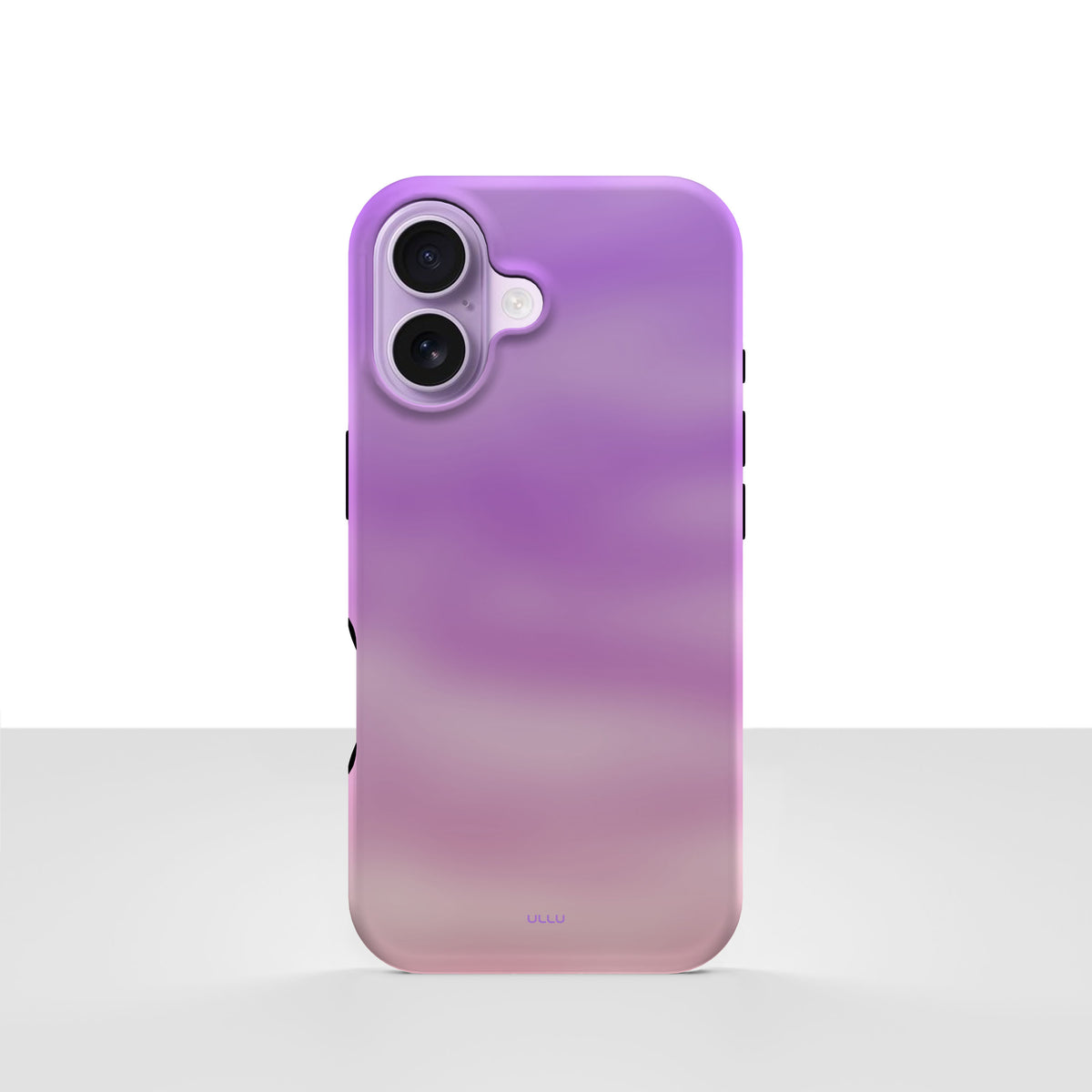iPhone 17 deksel Lilladis med lilla og rosa gradient på lys bakgrunn