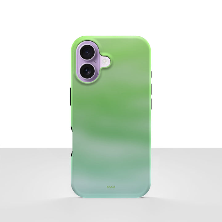 iPhone 17 deksel Myntedis med grønn og mintfarget gradient på lys bakgrunn