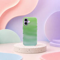 iPhone 17 deksel Myntedis med grønn og mintfarget gradient i mykt pastellinteriør