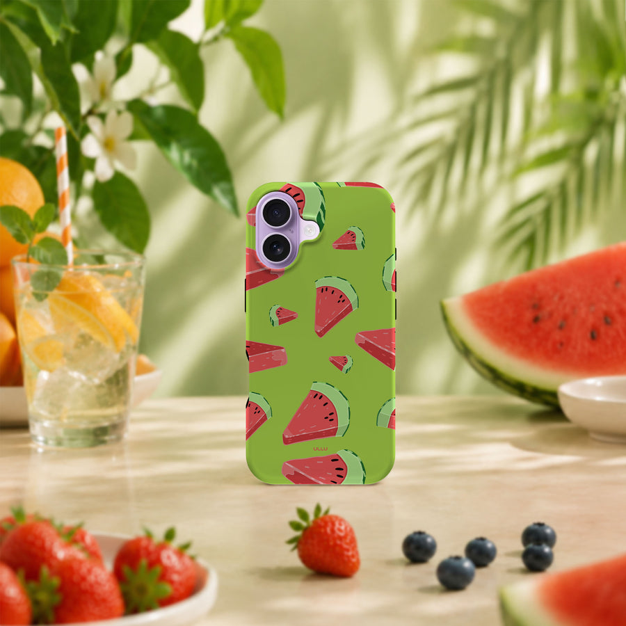 iPhone 17 deksel Vannmelon med vannmelonskiver i tropisk sommermiljø med frukt og grønne planter